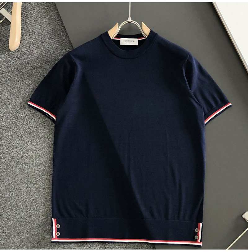 THOM BROWNE-04072 톰브라운 2026 NEW 남성용 니티드 크루넥 반팔 셔츠