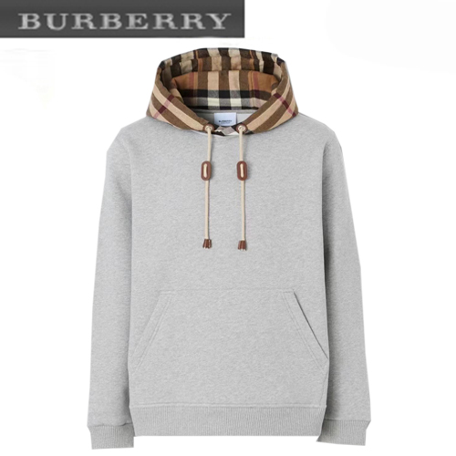 BURBERRY-80577281 버버리 그레이 체크 후드 코튼 오버사이즈 후디 남여공용