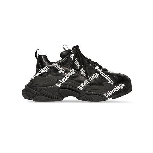 BALENCIAGA-524039 발렌시아가 블랙 TRIPLE S 로고타입 스니커즈 남여공용