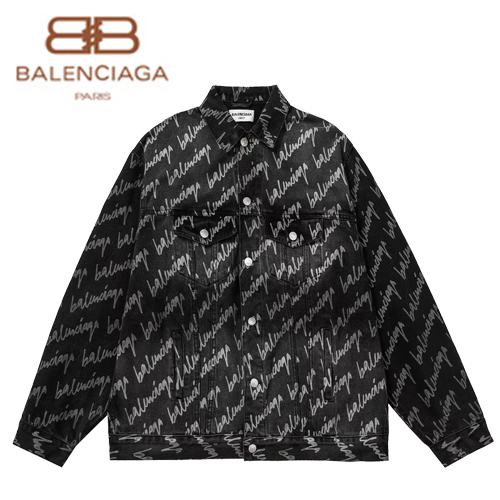 BALENCIAGA-08069 발렌시아가 블랙 프린트 장식 데님 셔츠 남여공용