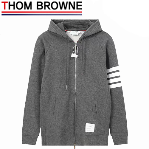 THOM BROWNE-03019 톰 브라운 그레이 스트라이프 장식 후드 재킷 남여공용