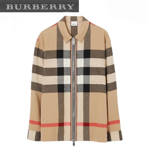 BURBERRY-80501351 버버리 베이지 체크 울 코튼 재킷 남여공용