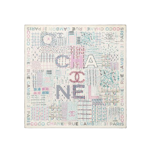 CHANEL-AA8619 샤넬 에크루 실크 트윌 스퀘어 스카프