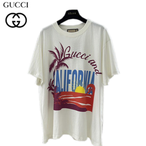 GUCCI-061312 구찌 화이트 프린트 장식 티셔츠 남여공용