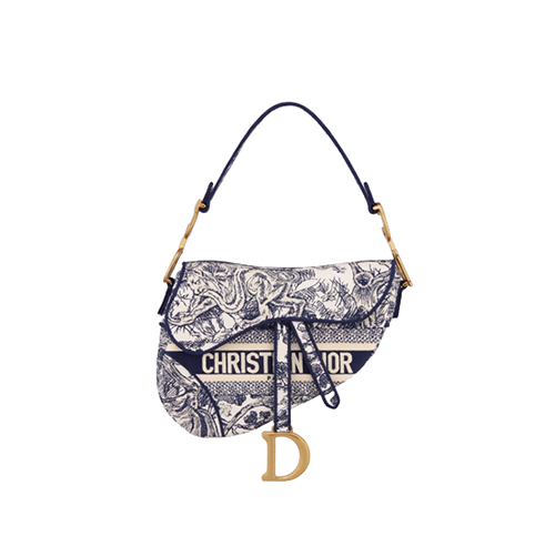 [스페셜오더]CHRISTIAN DIOR-M0446 디올 블루 Toile de Jouy 자수 SADDLE 백 25CM