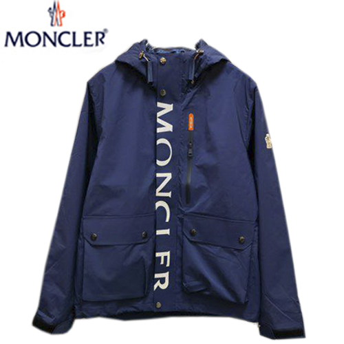 MONCLER-07257 몽클레어 네이비 나일론 MONCLER 프린트 장식 바람막이 후드 쟈켓 남성용