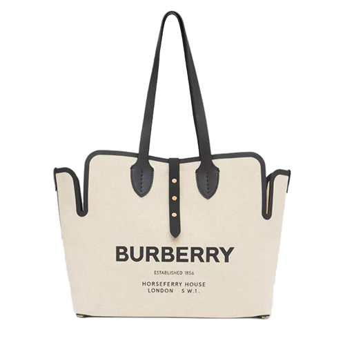 [스페셜오더]BURBERRY-80313181 버버리 화이트/블랙 미디엄 소프트 코튼 캔버스 벨트 백