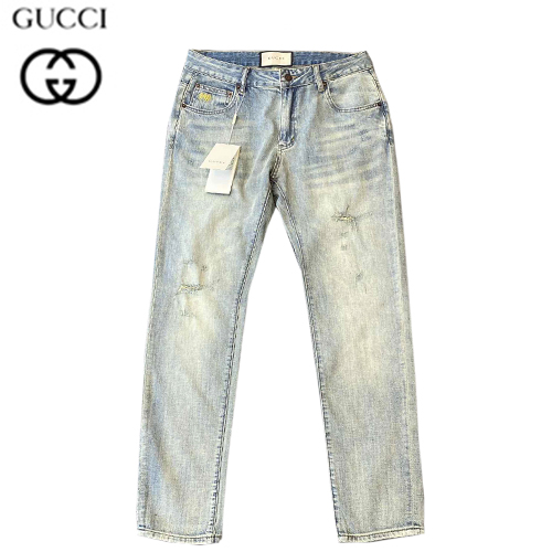 GUCCI-031713 구찌 라이트 블루 GUCCI 아플리케 장식 청바지 남성용