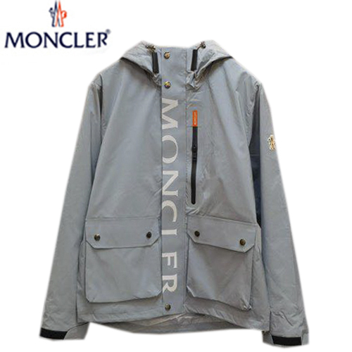 MONCLER-07258 몽클레어 그레이 나일론 MONCLER 프린트 장식 바람막이 후드 쟈켓 남성용