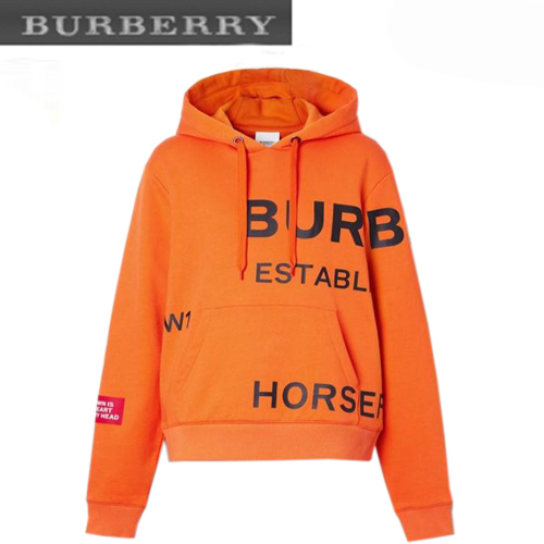 BURBERRY-80171651 버버리 오렌지 호스페리 프린트 코튼 오버사이즈 후디