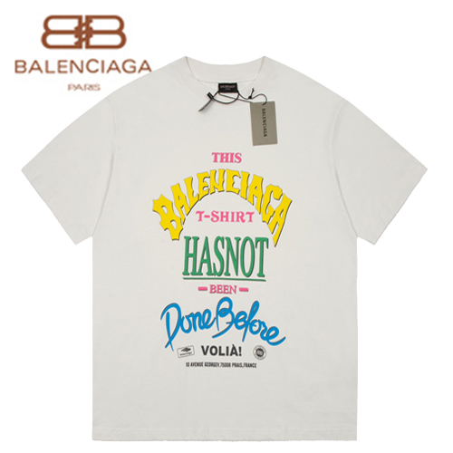 BALENCIAGA-05222 발렌시아가 화이트 프린트 장식 티셔츠 남여공용