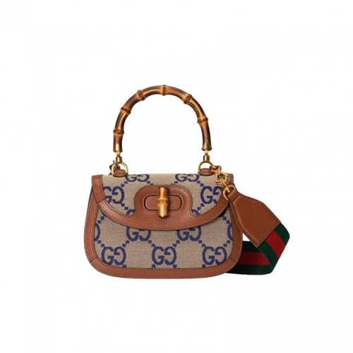 [스페셜오더]GUCCI-675797 2568 구찌 블루/베이지 맥시 GG 뱀부 1947 코리아 익스클루시브 스몰 핸드백