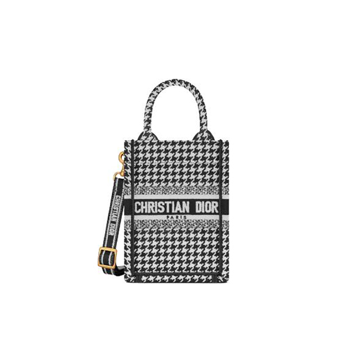 [스페셜오더]DIOR-S5555 디올 블랙&화이트 Micro 격자 자수 BOOK TOTE 미니 휴대폰 백