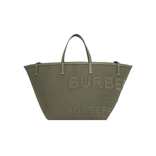 [스페셜오더]BURBERRY-80418011 버버리 카키 미니 호스페리 리넨 코튼 캔버스 비치 토트