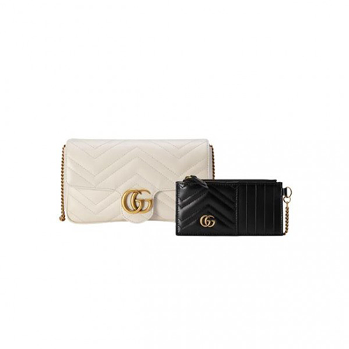 [스페셜오더]GUCCI-751526 9053 구찌 화이트 GG 마몽 카드 케이스 체인 미니 지갑