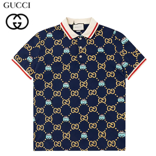 GUCCI-05223 구찌 네이비 GG 아플리케 장식 폴로 티셔츠 남성용