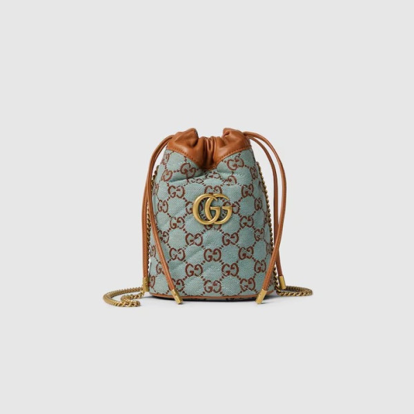 [스페셜오더]GUCCI-783175 구찌 페일블루/브라운 GG 수퍼 미니 버킷백 14cm