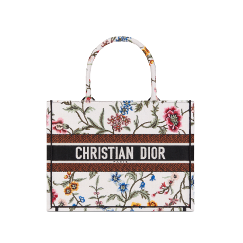 [스페셜오더]DIOR-M1296 디올 화이트 멀티 컬러 Dior Petites Fleurs 자수 BOOK TOTE 미디엄 백 36CM