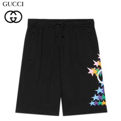 GUCCI-663249 1082 구찌 블랙 코튼 인터로킹 G 스타 플래쉬 프린트 스웨트쇼츠 남성용