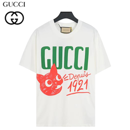 GUCCI-05171 구찌 화이트/그린 프린트 장식 티셔츠 남여공용