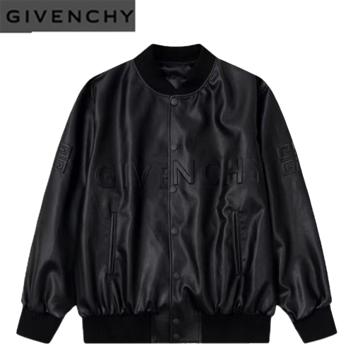 GIVENCHY-10101 지방시 블랙 PU 베이스볼 재킷 남성용