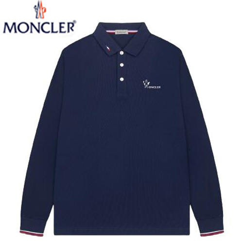 MONCLER-03121 몽클레어 네이비 코튼 긴팔 폴로 티셔츠 남성용