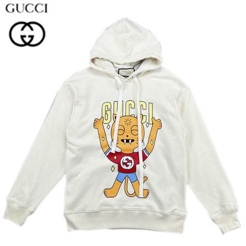 GUCCI-08121 구찌 아이보리 캣 프린트 장식 후드 티셔츠 남여공용