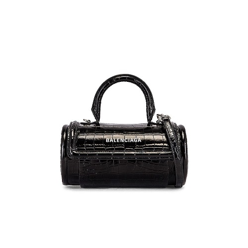 [스페셜오더]BALENCIAGA-597804 발렌시아가 블랙 스몰 Croc Embossed 라운드 탑 핸들백