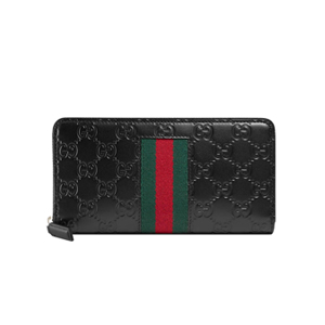 [스페셜오더]GUCCI-459138 1060 구찌 Gucci 시그니처 가죽 Web 디테일 블랙 지퍼 지갑 