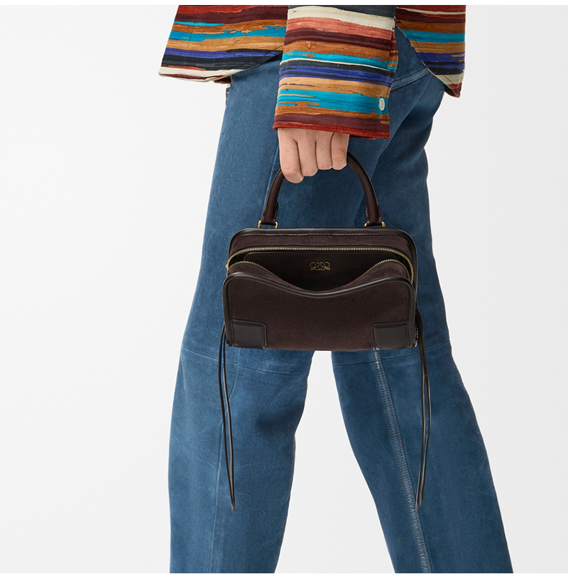 [스페셜오더]LOEWE-A039AS4X13 로에베 미니 아마조나 180 스웨이드 가죽 숄더백 다크 브라우니 