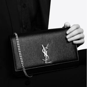 [스페셜오더]SAINT LAURENT-354021 생로랑 블랙 은장 인터로킹  YSL 시그니처 클래식 고메트 체인 숄더 백 