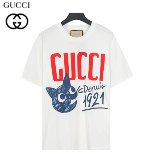 GUCCI-05172 구찌 화이트/레드 프린트 장식 티셔츠 남여공용