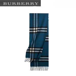 BURBERRY-39942091 버버리 클래식 마린 블루 체크 캐시미어 스카프 남녀공용