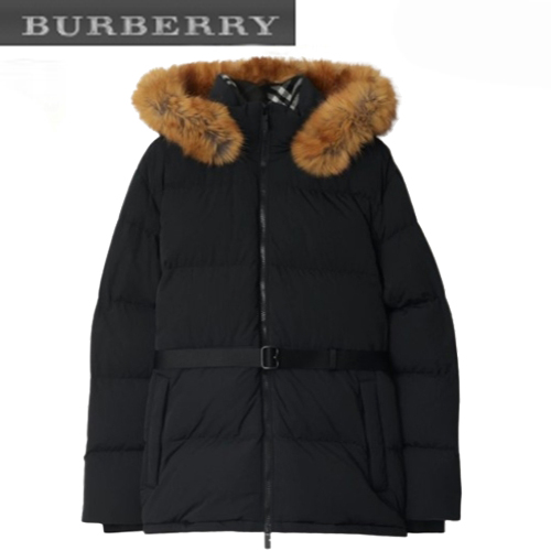 BURBERRY-80969101 버버리 블랙 쇼트 나일론 퍼퍼 코트 여성용