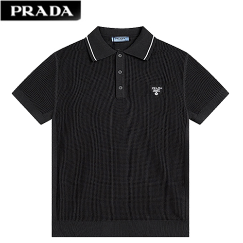 PRADA-07293 프라다 블랙 니트 코튼 폴로 티셔츠 남여공용