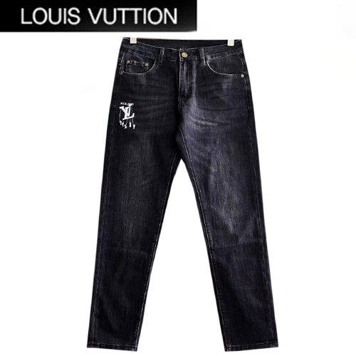 LOUIS VUITTON-03233 루이비통 블랙 LV 시그니처 프린트 장식 청바지 남성용