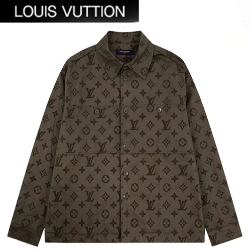 LOUIS VUITTON-08153 루이비통 다크 브라운 모노그램 셔츠 남여공용