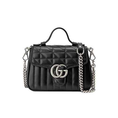 [스페셜오더]GUCCI-583571 1000 구찌 GG 마몽 블랙 가죽 미니 탑 핸들백