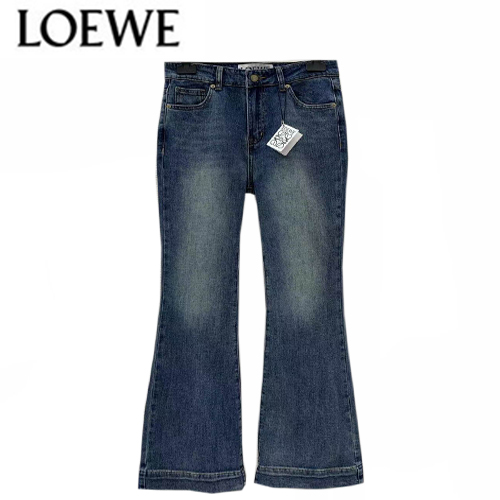 LOEWE-05224 로에베 블루 로고 프린트 장식 청바지 여성용