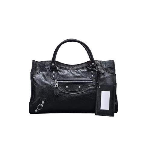 [스페셜오더]BALENCIAGA-505550 발렌시아가 블랙 실버메탈 클래식 시티 미디엄 탑 핸들백 38CM