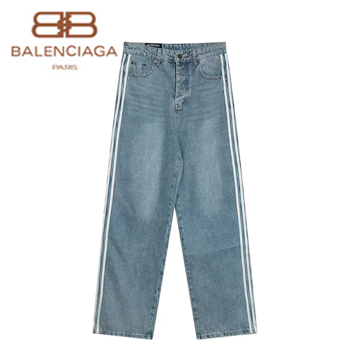 BALENCIAGA-08093 발렌시아가 블루 스트라이프 장식 청바지 남여공용