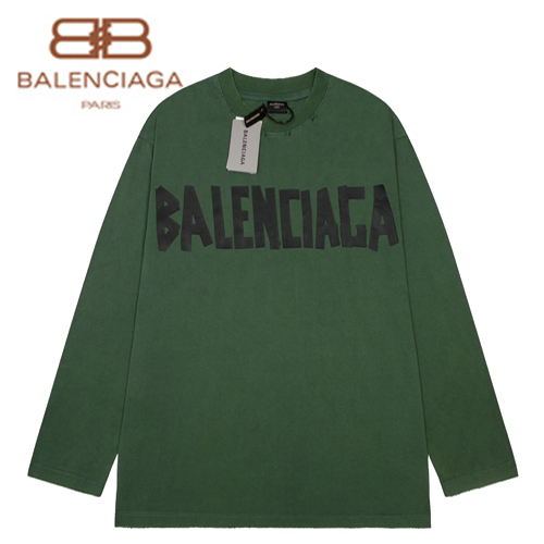 BALENCIAGA-09025 발렌시아가 그린 코튼 빈티지 긴팔 티셔츠 남여공용