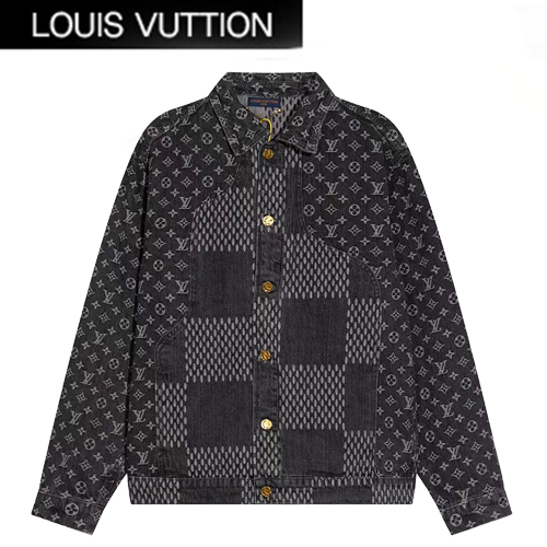 LOUIS VUITTON-08095 루이비통 다크 그레이 다미에 모노그램 데님 셔츠 남여공용