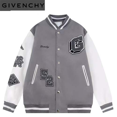 GIVENCHY-09046 지방시 그레이 아플리케 장식 베이스볼 재킷 남여공용