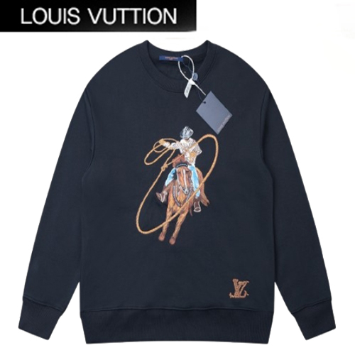 LOUIS VUITTON-09096 루이비통 네이비 아플리케 장식 스웨트셔츠 남여공용