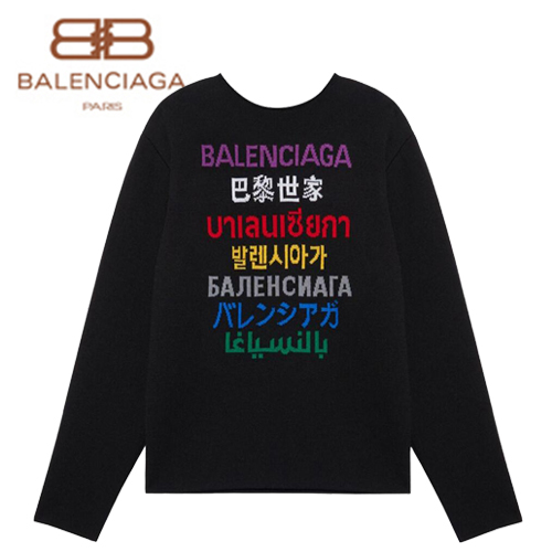 BALENCIAGA-646491 발렌시아가 블랙 울 자카드 니트 LANGUAGES 크루넥