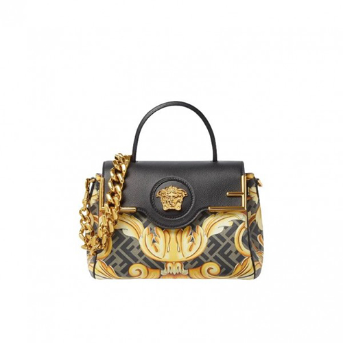 [스페셜오더]FENDI X VERSACE DBFI039 펜디 X 베르사체 펜다체 메두사 골드 바로크 블랙 미디엄 핸드백