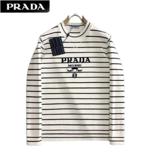 PRADA-01057 프라다 화이트/블랙 스트라이프 스웨터 남성용