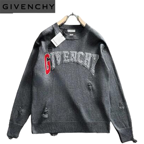 GIVENCHY-01147 지방시 그레이 아플리케 장식 스웨터 남성용