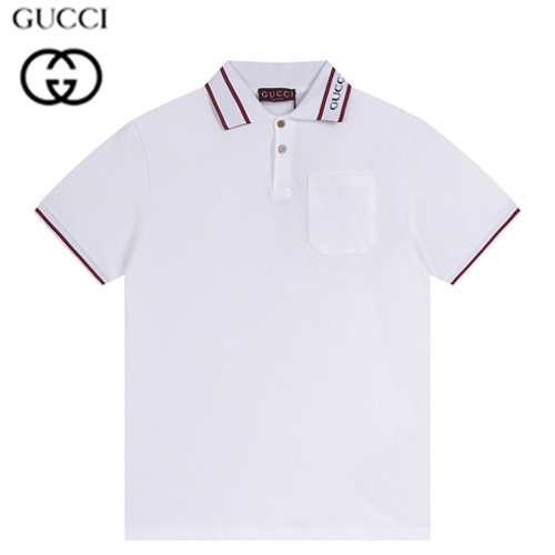 GUCCI-07297 구찌 화이트 스트라이프 장식 폴로 티셔츠 남성용